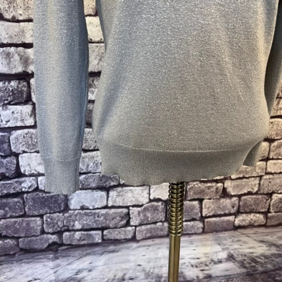 Worthington Crew Neck Silver Metallic Sweater Size PM - Picture 3 of 9